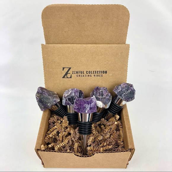 Amethyst stone wine topper crystal quartz silver wine stopper rough cut gift - Picture 4 of 6